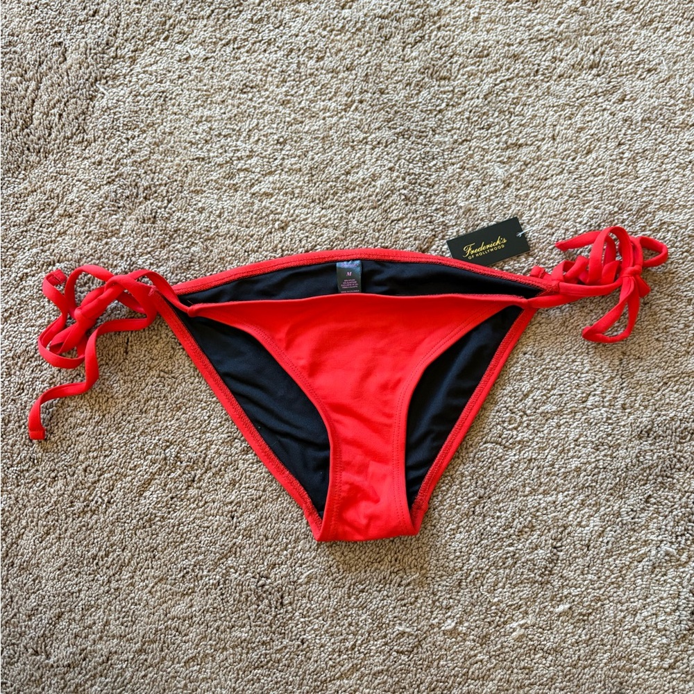 Frederick's of Hollywood Red and Black Bikini Bottom